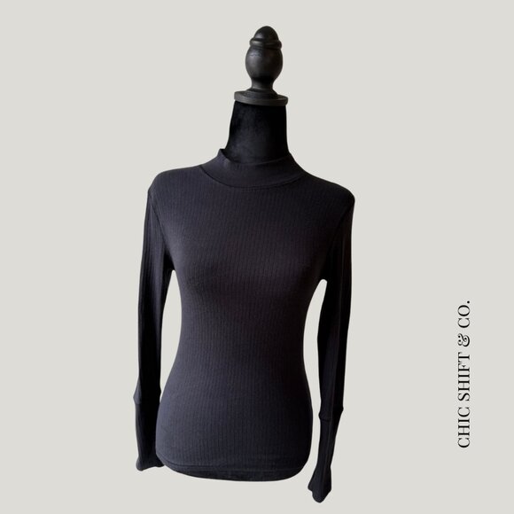 Free People | Intimately | Movement | Mock Neck Long Sleeve Top | Black | Size S - Picture 1 of 7